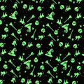 Hey Bootiful - Witch Icons Charcoal Glow in the Dark Yardage Alternative View #1