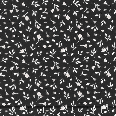Black Tie - Blossoms Black Yardage