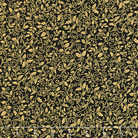 Holiday Charms - Holly Black Metallic Yardage Primary Image