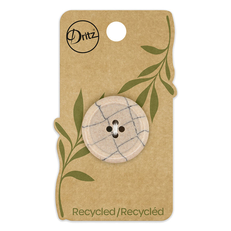 Recycled Plastic 28mm Round Crackle Button - Beige-Camel Alternative View #1