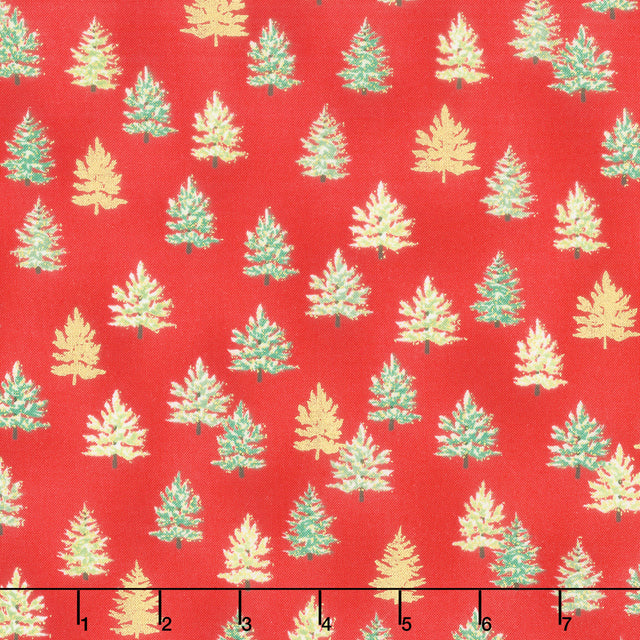 Holiday Charms - Holiday ColorstoryChristmas Trees Crimson Yardage Primary Image