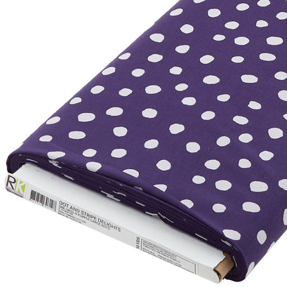 Dot and Stripe Delights - Purple Large Dots 10 Yard Bolt