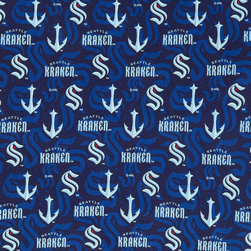 NHL - Seattle Kraken Tone on Tone Navy Yardage Primary Image