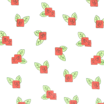 Be Mine Valentine - Rose Toss White Yardage