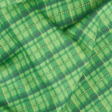 Holiday Charms - Plaid Green Metallic Yardage Alternative View #1