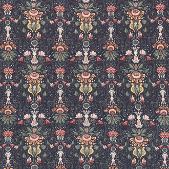 Elegance - Floral Motif Midnight Yardage