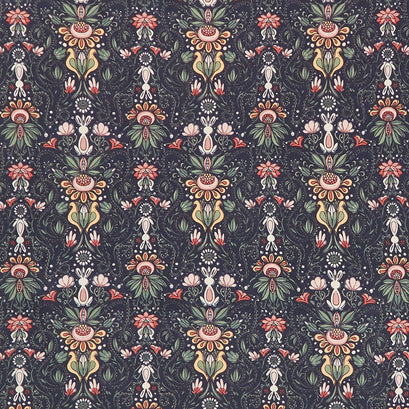 Elegance - Floral Motif Midnight Yardage