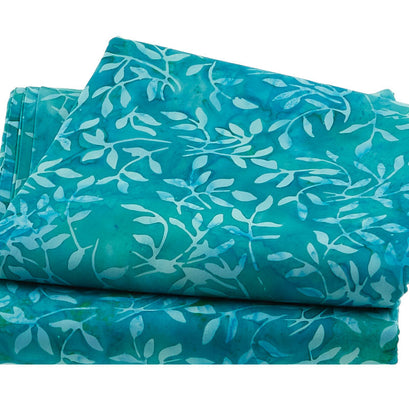 Mellow Batiks - Mini Leaf Teal 5 Yard Cut