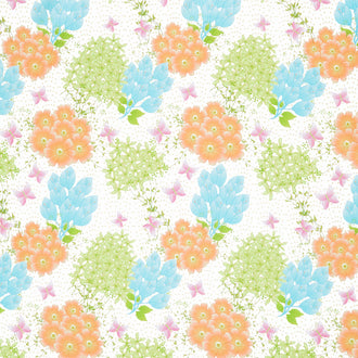 Blooming Large Flowers Multi - White Multi Yardage