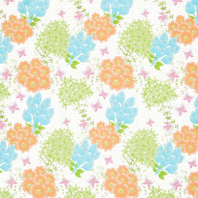 Blooming Large Flowers Multi - White Multi Yardage