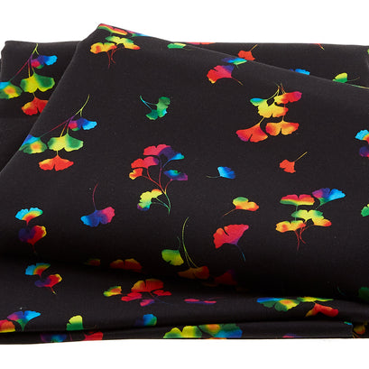 Ginkgo - Ginkgo Leaf Black 108" Wide 3 Yard Cut