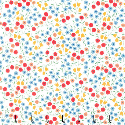 Forget-Me-Not - Ditsy Floral White Yardage