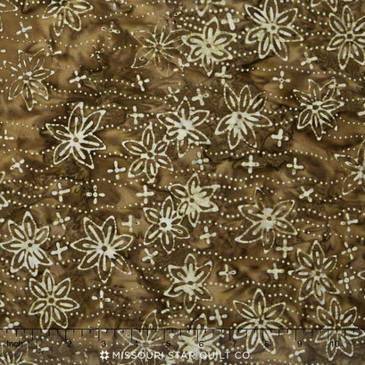Primo Batiks - Desert Sky Flower and Mini Dot Waves Brown Yardage