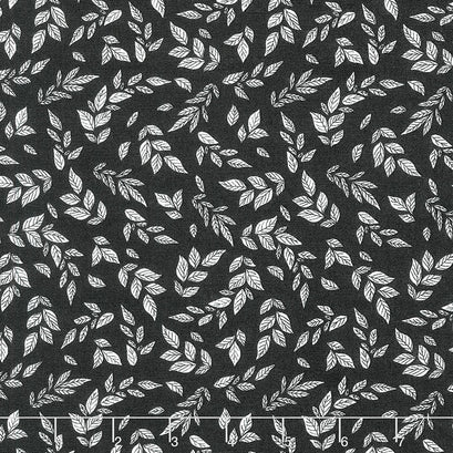 Belle - Falling Leaves Charcoal Yardage