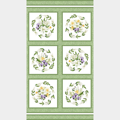 Spring Awakening - Floral Blocks White Multi Panel