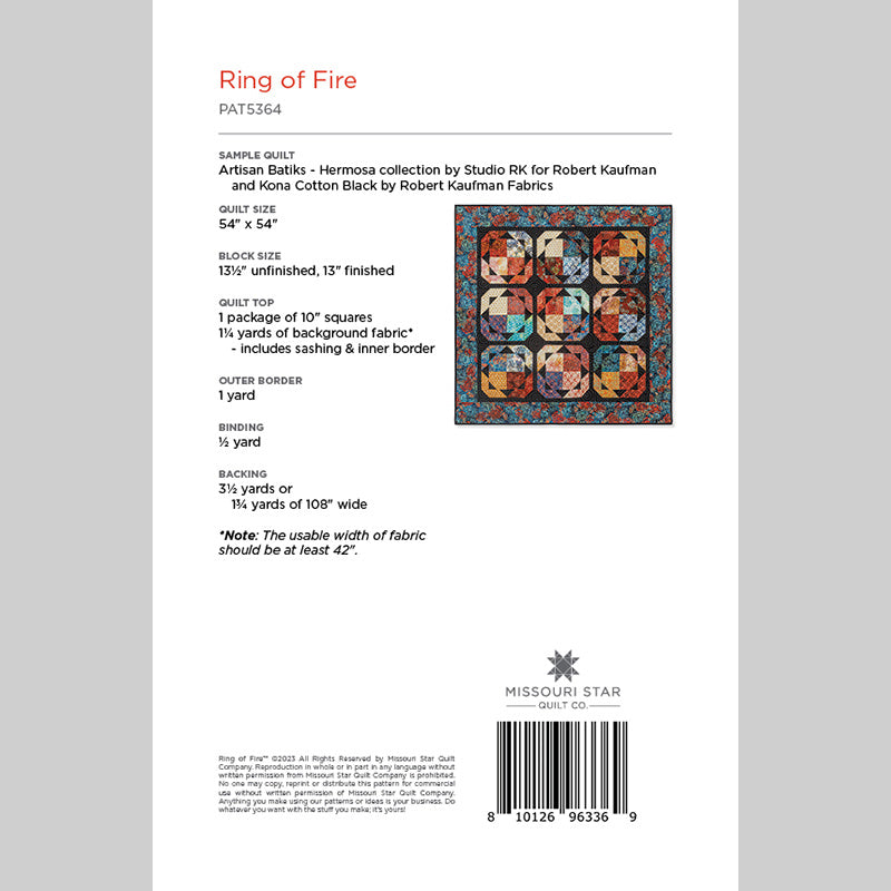 Digital Download - Ring of Fire Quilt Pattern by Missouri Star Alternative View #1