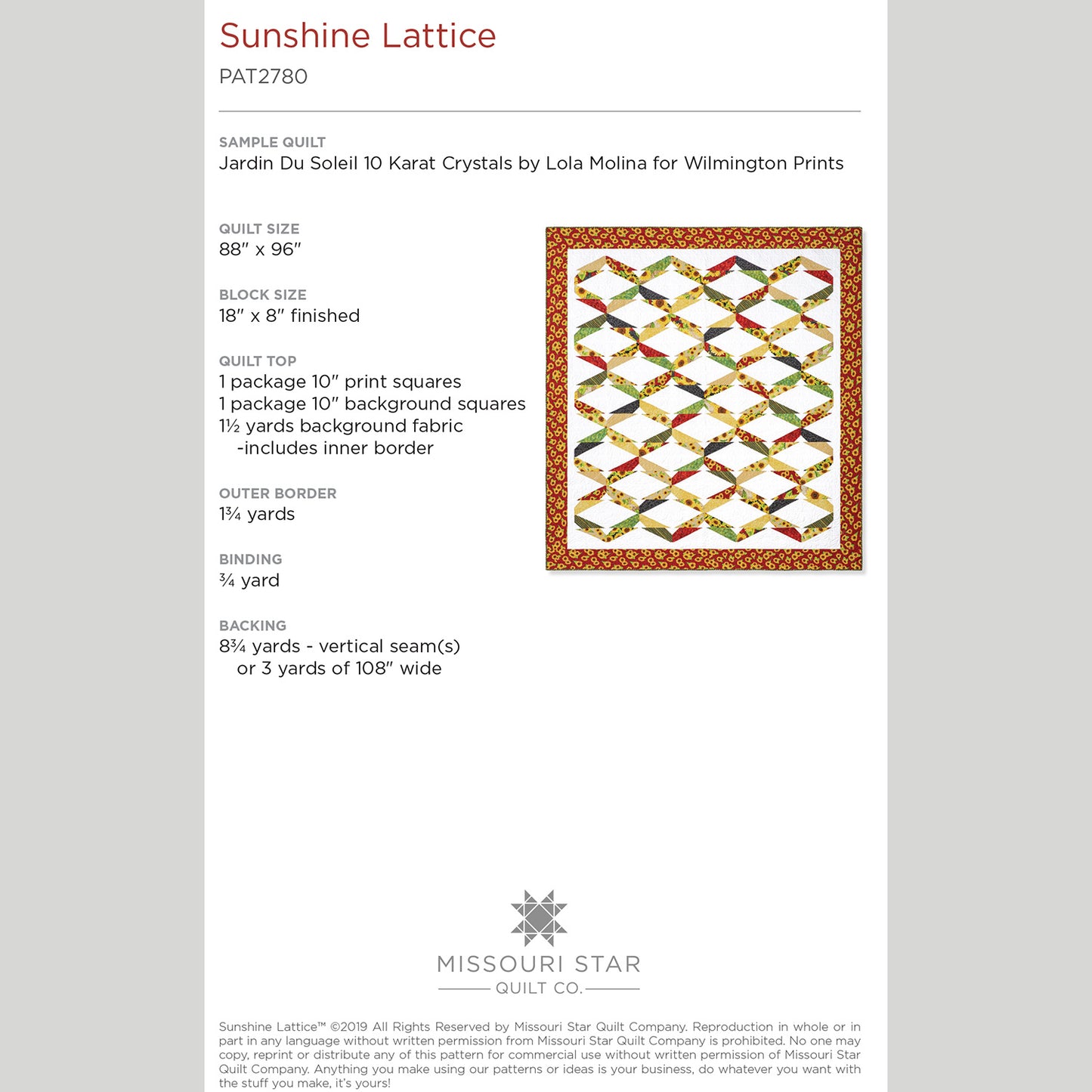 Digital Download - Sunshine Lattice Quilt Pattern by Missouri Star Alternative View #1