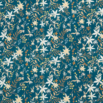 Night Swim - Floating Flowers Moonlight Yardage