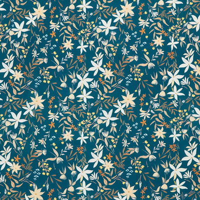 Night Swim - Floating Flowers Moonlight Yardage