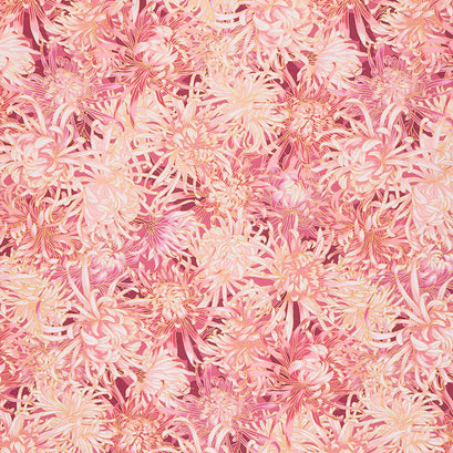 Aurelia - Chrysanthemums Peach Metallic Yardage