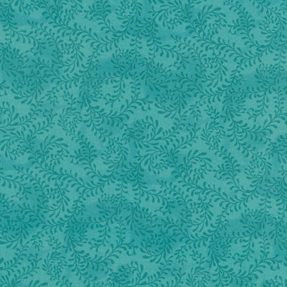 Wilmington Essentials - Swirling Leaves Teal 108" Wide Backing Yardage