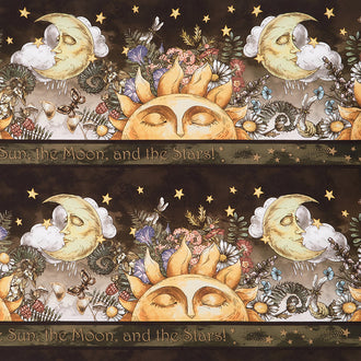 The Sun, the Moon, and the Stars! - Border Stripe Multi Yardage