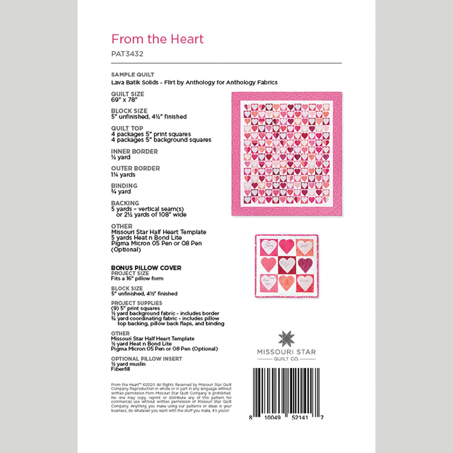 Digital Download - From the Heart Quilt Pattern by Missouri Star Alternative View #1