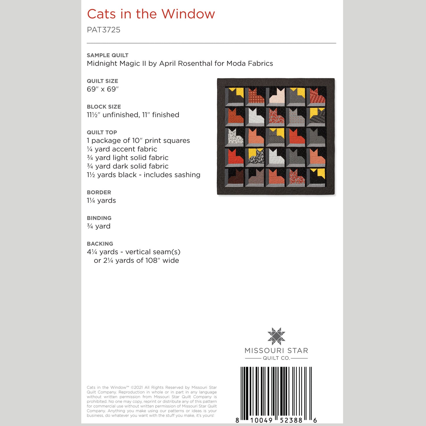 Digital Download - Cats in the Window Quilt Pattern by Missouri Star Alternative View #1