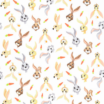 Harold the Hare - Hares and Carrots White Yardage Primary Image