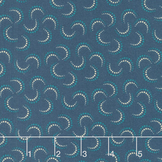 Willow Hollow - Dotted Crescents Dark Blue Yardage