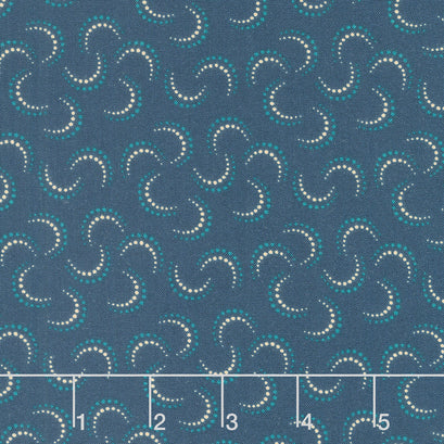 Willow Hollow - Dotted Crescents Dark Blue Yardage