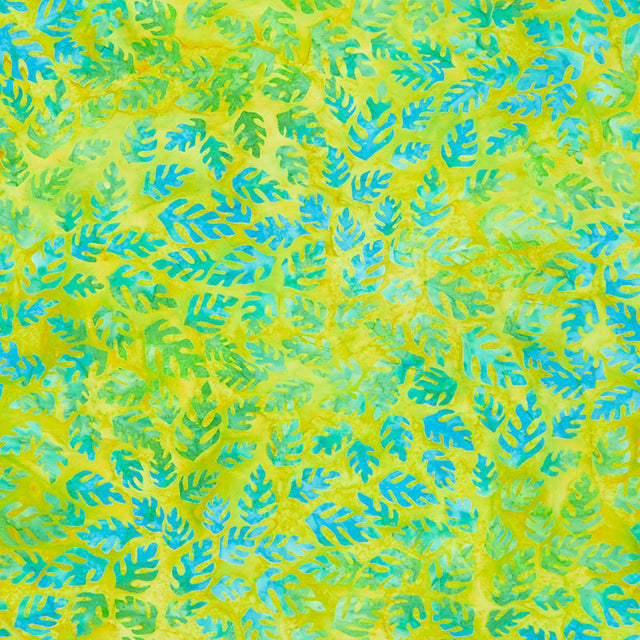 Robert Kaufman Artisan Batik Totally Tropical Leaves, Fabric by The Yard  (Marine)