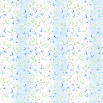 Periwinkle Spring - Sweet Peas Periwinkle Digitally Printed Yardage