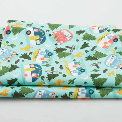 Happy Camper - Turquoise 2 Yard Cut