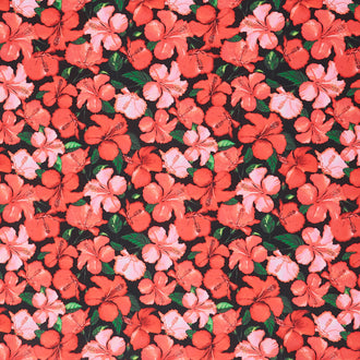 Tropical Paradise - Hibiscus Black Yardage