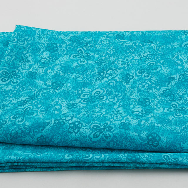 Isadora - Tonal Floral Turquoise 108" Wide 3 Yard Cut Primary Image