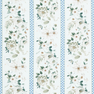 Green Fields - Floral Repeating Stripe Multi Yardage