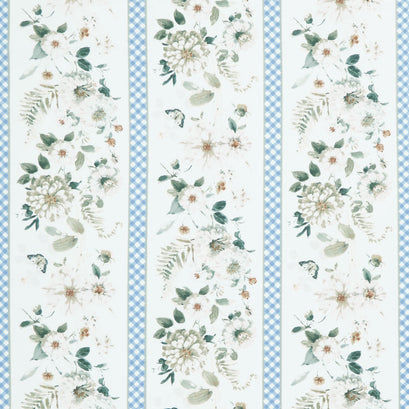 Green Fields - Floral Repeating Stripe Multi Yardage