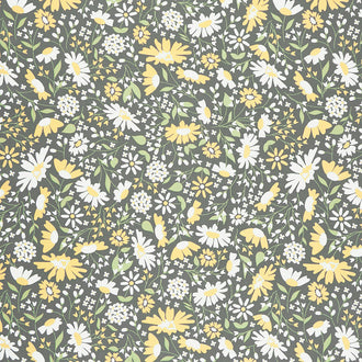 Buttercup and Slate - Buttercup Blooms Slate Yardage