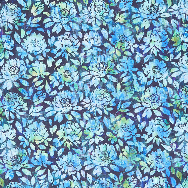 Halcyon II - Blooms Blue Yardage Primary Image