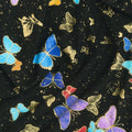 Wings of Gold - Tossed Butterflies Black Metallic Yardage