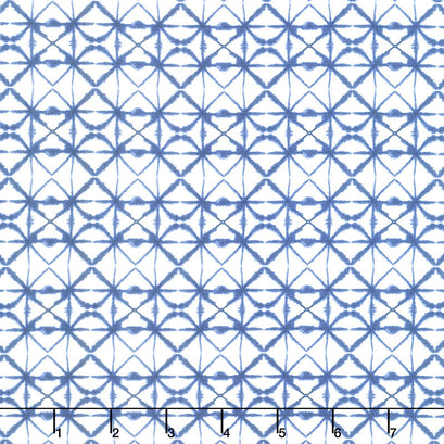 Indigo Splash - Ikat Diamond Tile White Yardage
