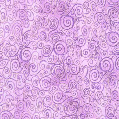 Wings of Gold - Swirly Scrolls Purple Metallic Yardage