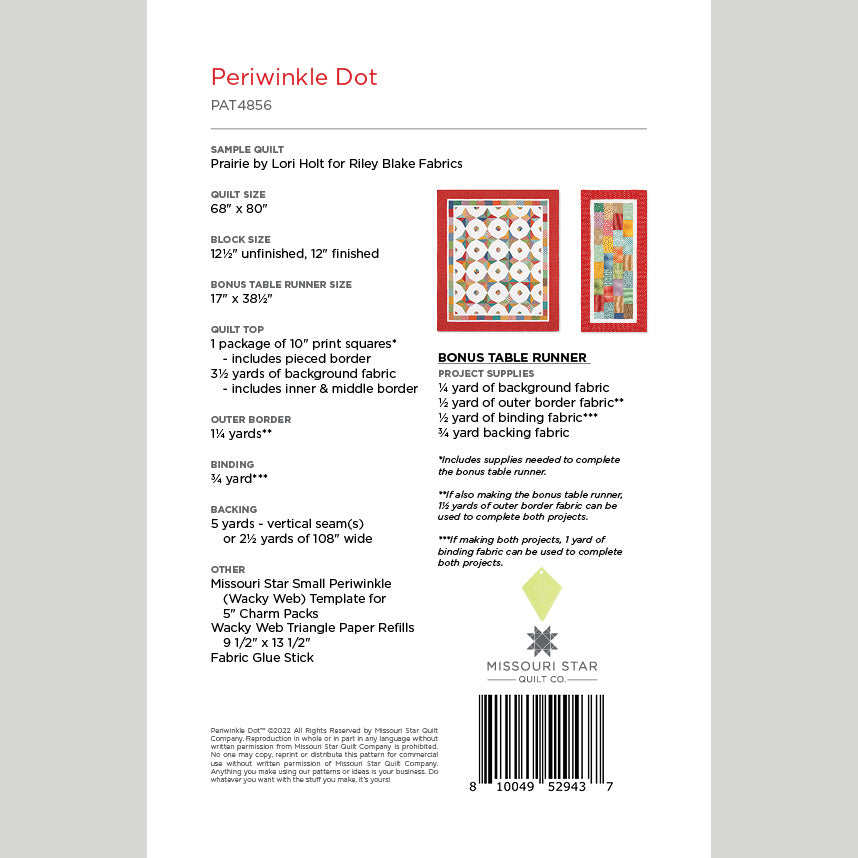 Digital Download - Periwinkle Dot Quilt Pattern by Missouri Star Alternative View #1
