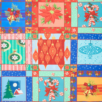 Quilted Christmas Quilt Blocks - Multi Art Print Yardage