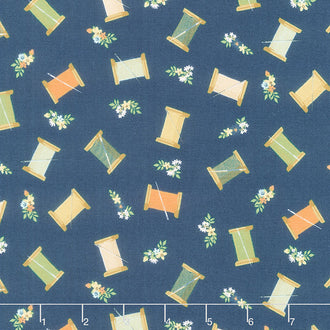 Sew Much Fun - Thread Spools Navy Yardage