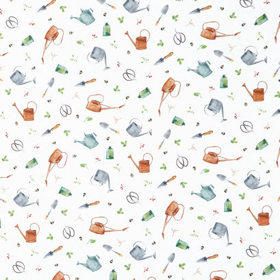 Plant with Love - Watering Cans White Multi Yardage