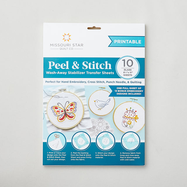 Missouri Star Peel & Stitch Printable, Washaway Transfer Sheets 10pk