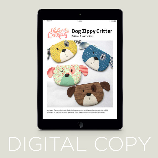 Digital Download - Dog Zippy Critter Pouch Pattern Primary Image
