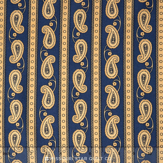 Polka Dots & Paisleys - Paisley Stripe Blue Yardage
